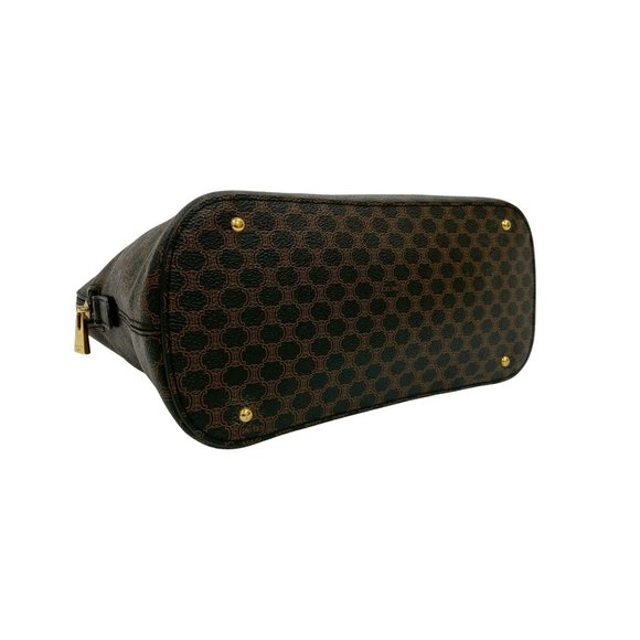 CELINE Macadam Blason Pattern Logo Leather Handbag/Boston Bag in Black and - Picture 7 of 10